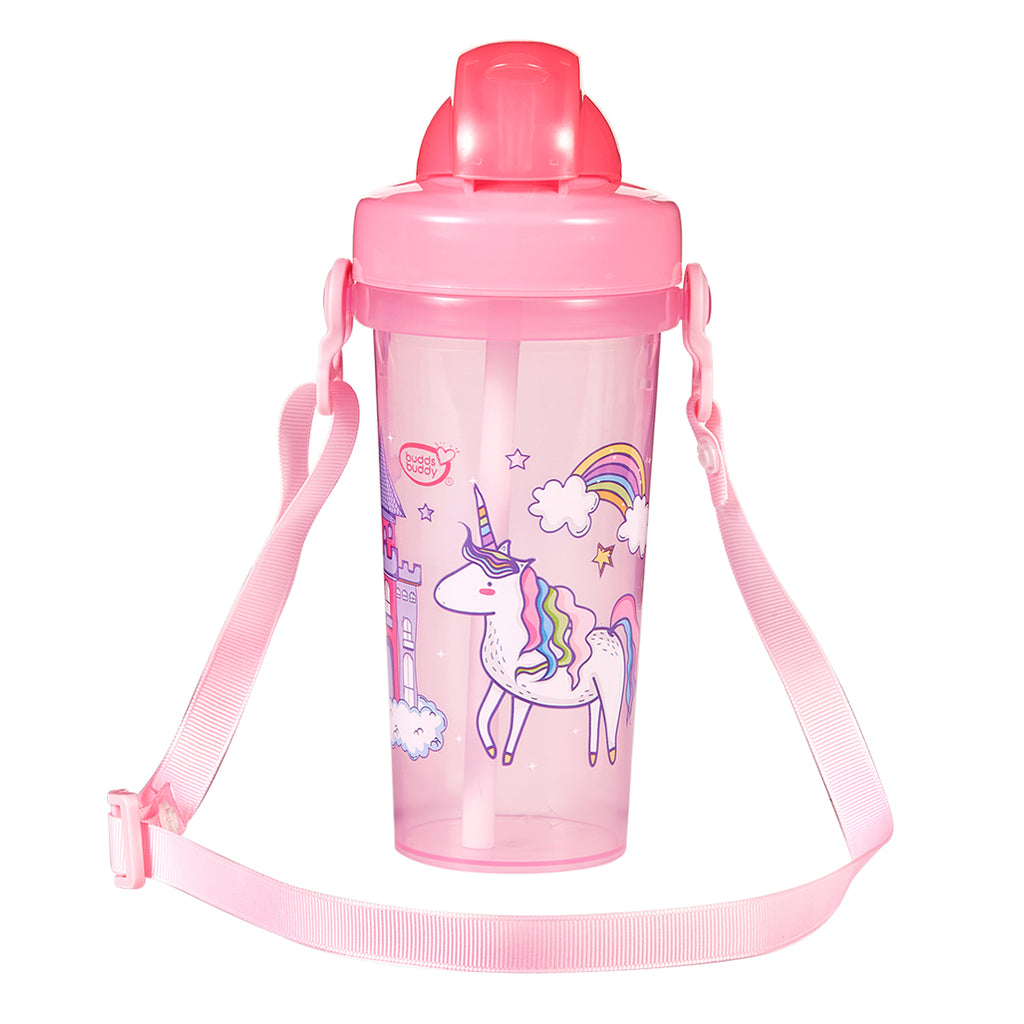 Straw Sipper With Strap 350ml pink