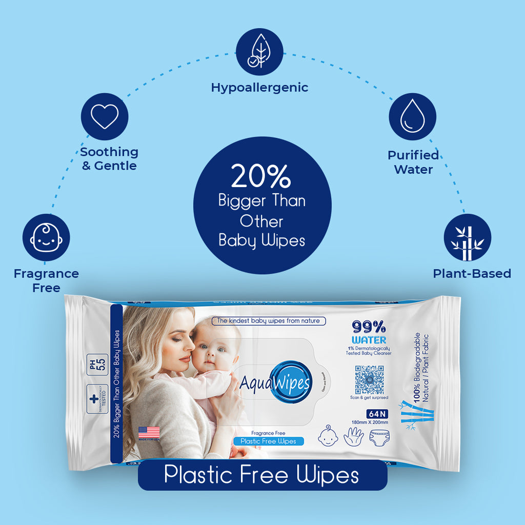 Aquawipes 99% Water Baby Wipes feature