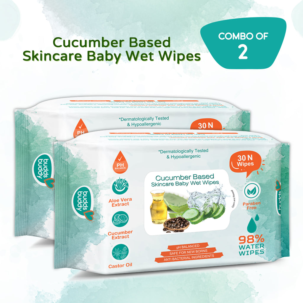 Cucumber Based Skincare Baby Wet Wipes With Lid Contains Aloe vera Extract,