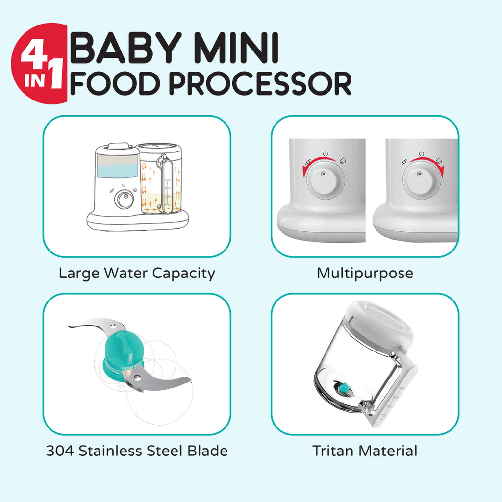 4 in 1 Baby Mini Food Processor With Steamer and Blender
