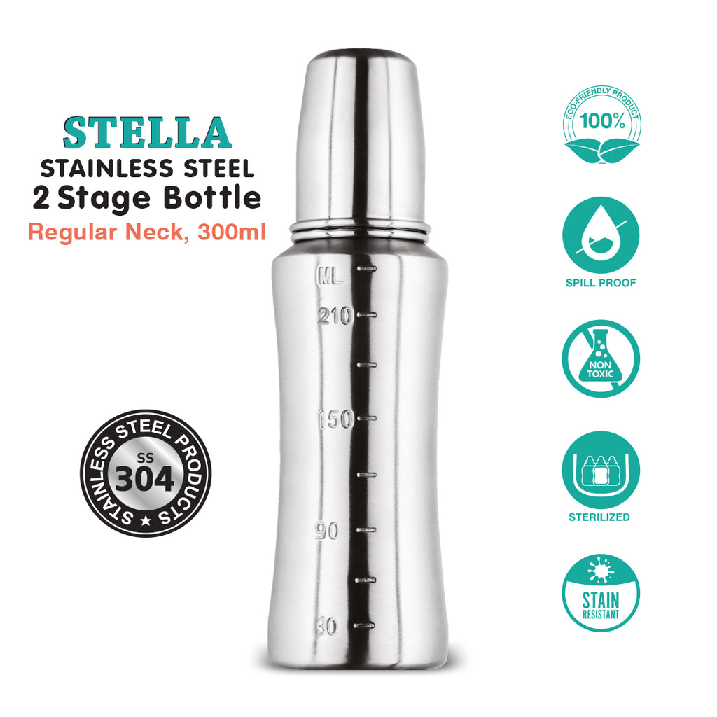 Stainless Steel Standard Neck Feeding Bottle - 300ml