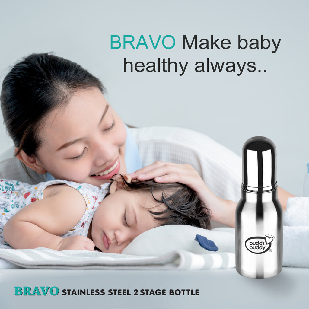 Bravo Stainless Steel 2 in 1 Regular Neck Baby Feeding Bottle