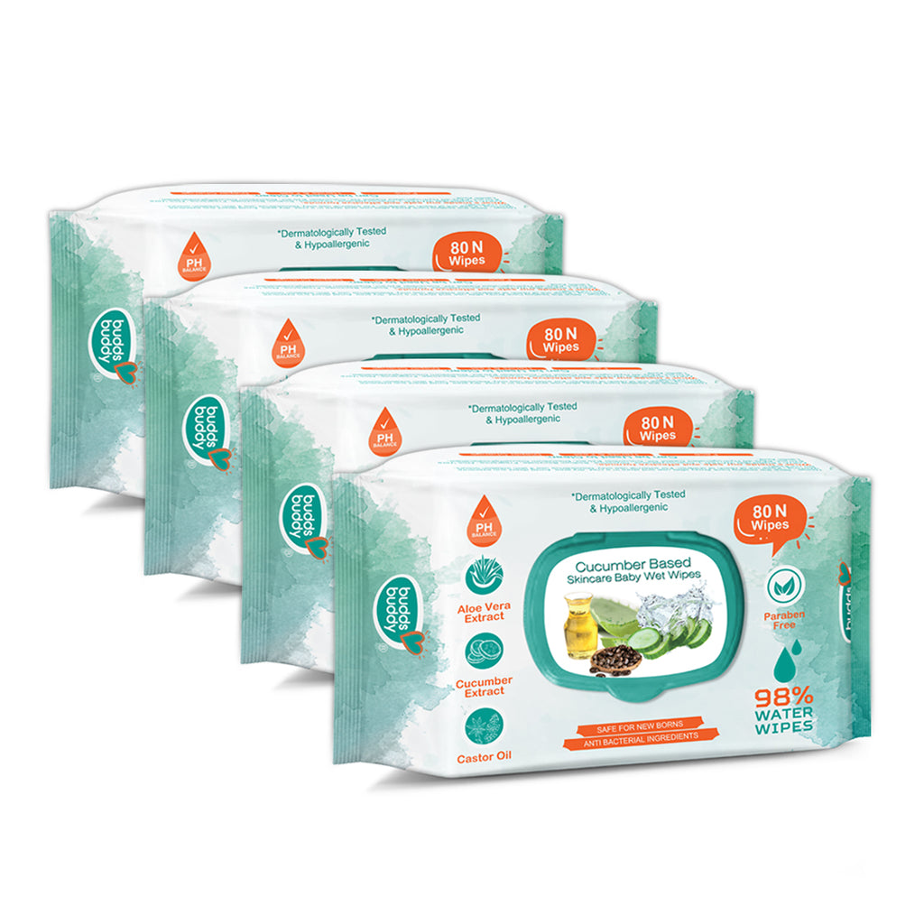 Cucumber Based Skincare Baby Wet Wipes With Lid Contains Aloe vera Extract