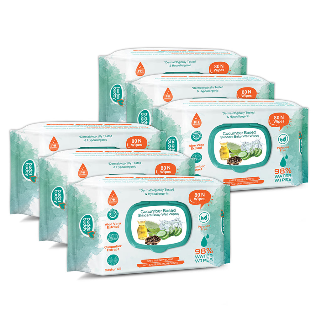 Cucumber Based Skincare Baby Wet Wipes With Lid Contains Aloe vera Extract