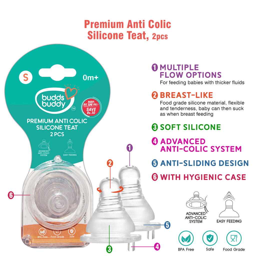 Standard Neck Anti Colic Silicone Teat 2Pcs
